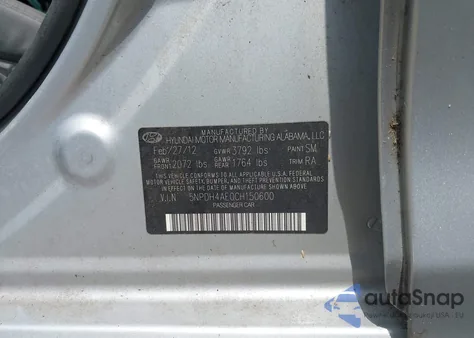 2012 Hyundai Elantra Gls z USA, uszkodzony, nr VIN 5NPDH4AE0CH150600